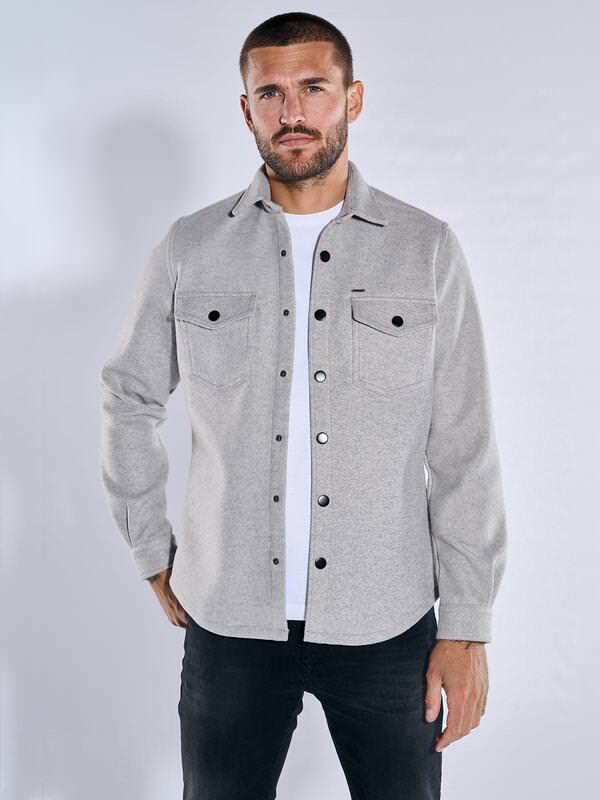 emilio adani Herren Overshirt uni Grau regular Kent-Kragen von emilio adani
