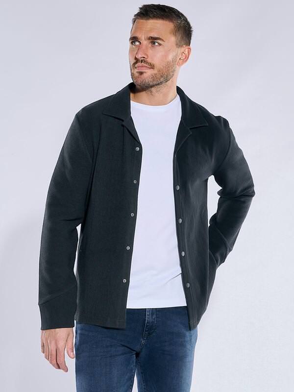 emilio adani Herren Polo-Shirt Langarm Schwarz regular gestreift Kent-Kragen von emilio adani