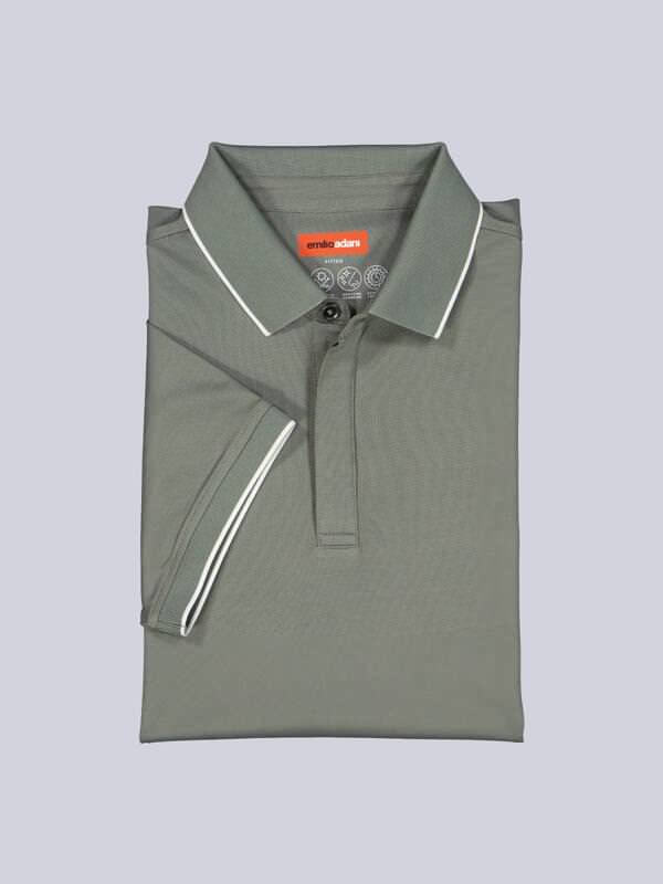 emilio adani Herren Polo-Shirt atmungsaktiv Grün regular uni Knopfleiste von emilio adani