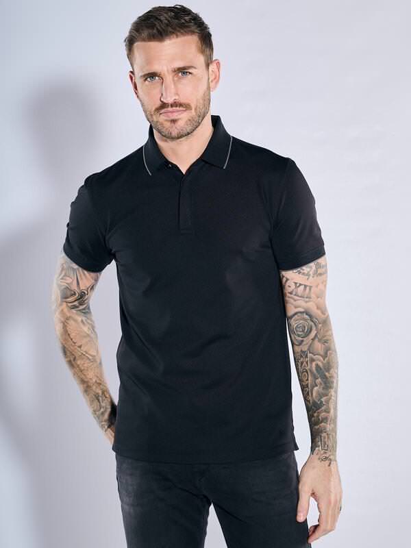 emilio adani Herren Polo-Shirt atmungsaktiv schwarz regular uni Knopfleiste emilio adani Herren Polo-Shirt atmungsaktiv schwarz regular uni Knopfleiste von emilio adani