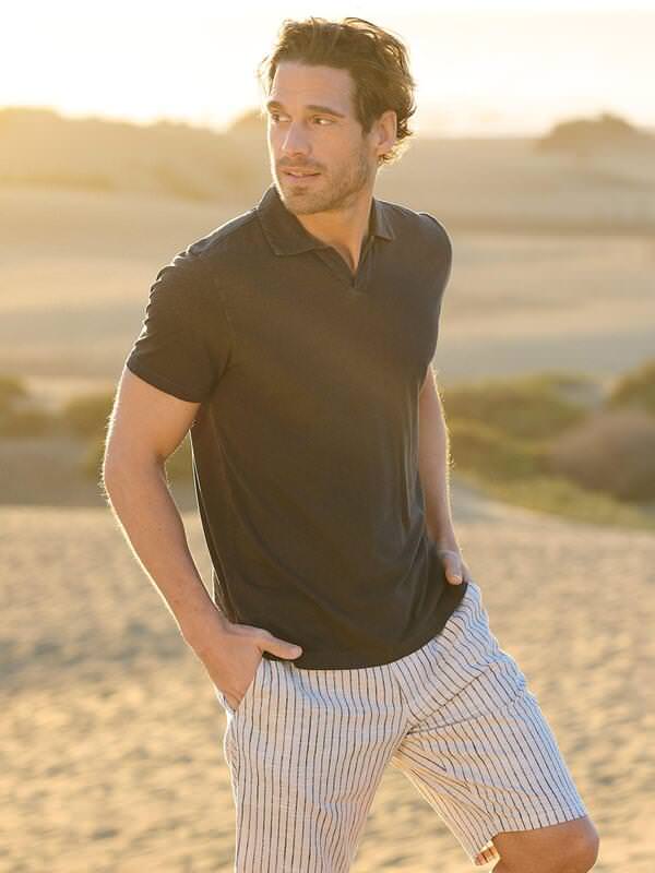 emilio adani Herren Polo-Shirt meliert Grau regular uni Kent-Kragen von emilio adani