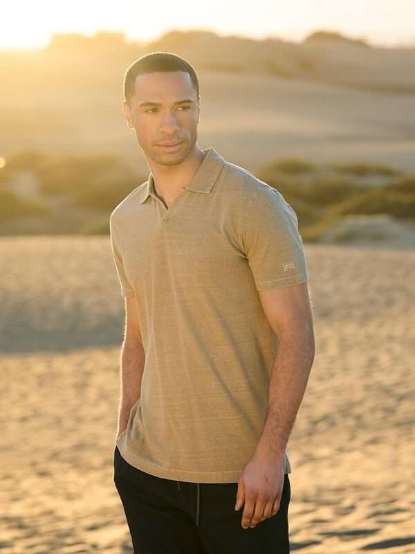 emilio adani Herren Polo-Shirt meliert Braun regular uni Kent-Kragen von emilio adani