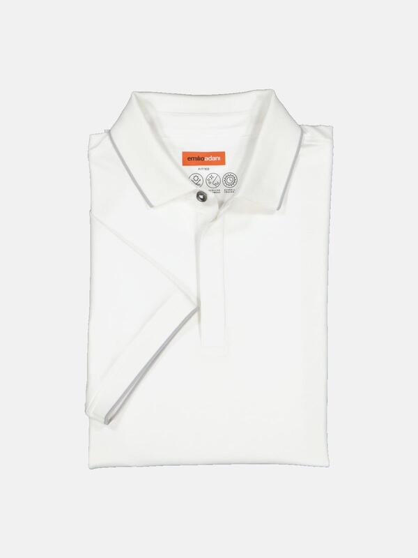 emilio adani Herren Polo-Shirt regular weiß uni Zipper von emilio adani