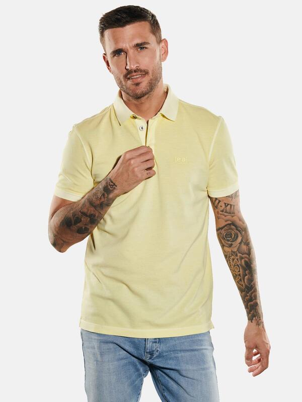 emilio adani Herren Polo-Shirt slim fit Gelb uni Knopfleiste von emilio adani