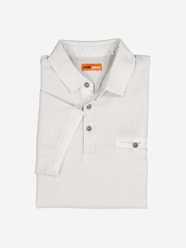 emilio adani Herren Polo-Shirt strukturiert beige regular uni Knopfleiste von emilio adani