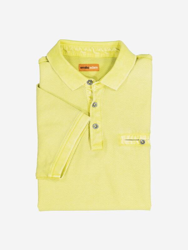 emilio adani Herren Polo-Shirt strukturiert gelb regular uni Knopfleiste von emilio adani