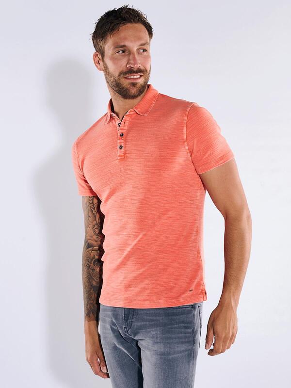 emilio adani Herren Polo-Shirt strukturiert rot slim fit gestreift Knopfleiste von emilio adani