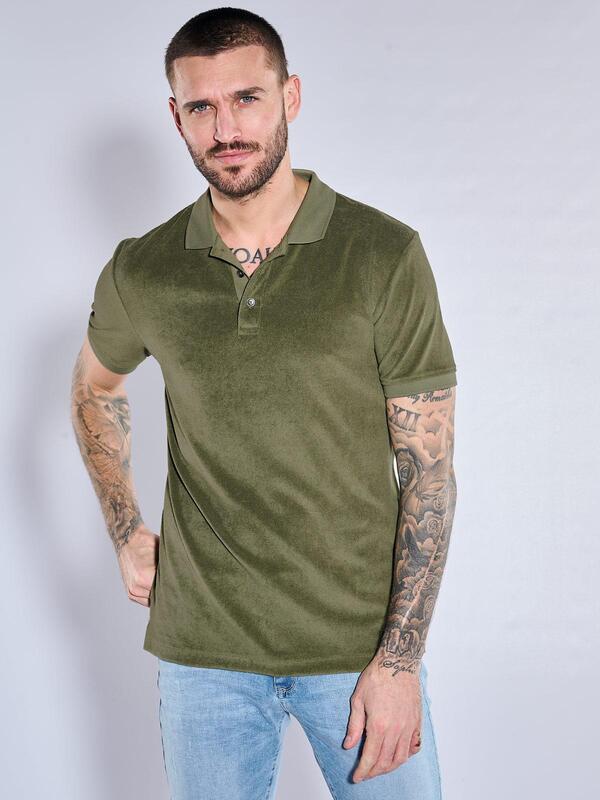 emilio adani Herren Polo-Shirt aus Frottee grün regular uni Knopfleiste von emilio adani