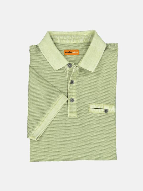 emilio adani Herren Polo-Shirt uni grün regular gemustert Knopfleiste von emilio adani