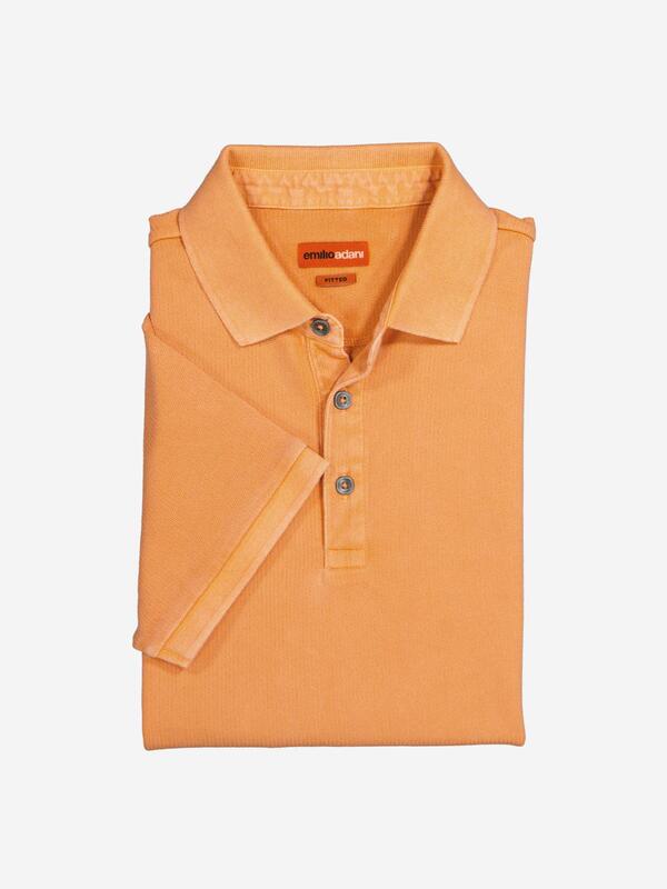 emilio adani Herren Polo-Shirt uni orange slim fit gemustert Knopfleiste von emilio adani