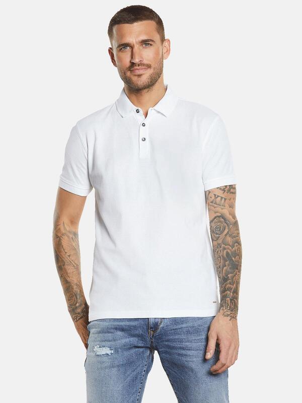 emilio adani Herren Polo-Shirt uni weiß regular gemustert Kent-Kragen von emilio adani