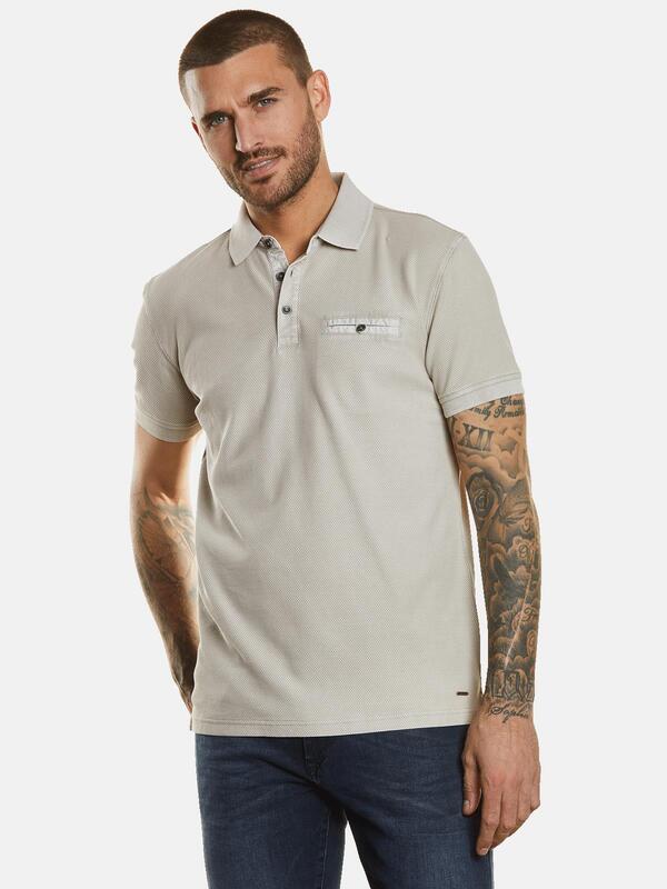 emilio adani Herren Poloshirt beige regular gemustert Knopfleiste von emilio adani