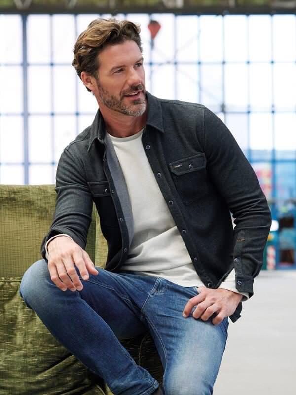 emilio adani Herren Langarm-Shirt mit Polokragen Schwarz slim fit uni Knopfleiste von emilio adani