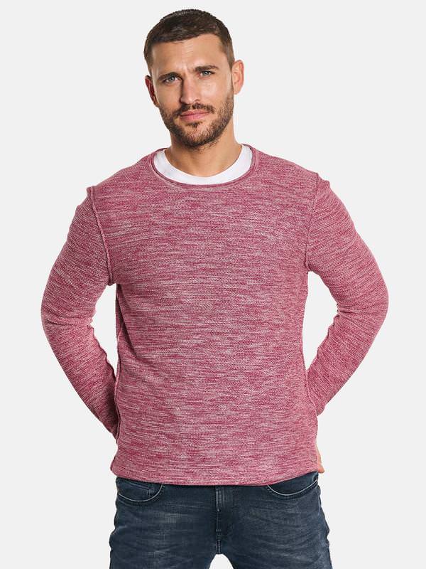 emilio adani Herren Pullover Rundhals violett regular gemustert Rundhals von emilio adani