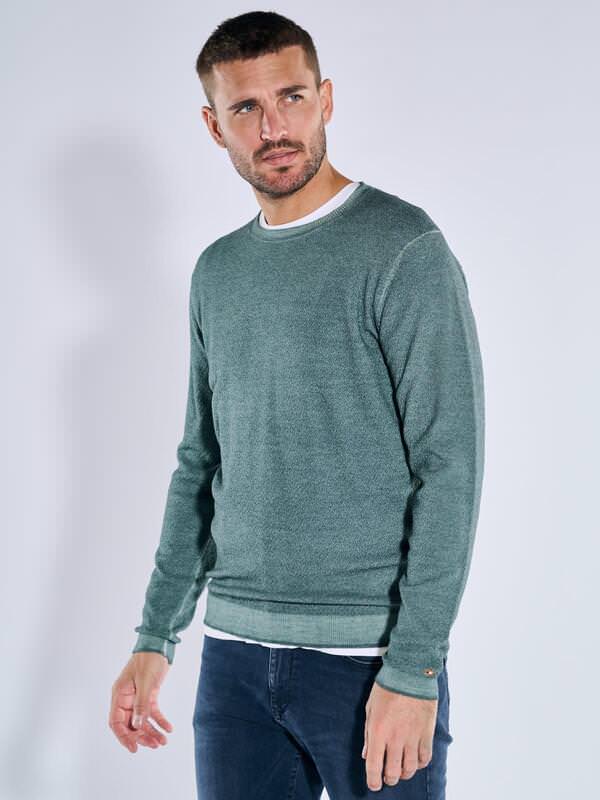 emilio adani Herren Pullover aus Merinowolle Blau regular uni Rundhals von emilio adani