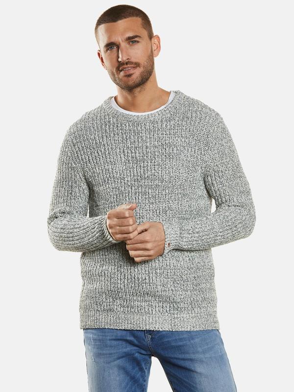 emilio adani Herren Pullover meliert blau regular gemustert Rundhals von emilio adani