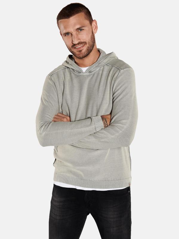 emilio adani Herren Pullover mit Kapuze grau regular uni Kapuze von emilio adani