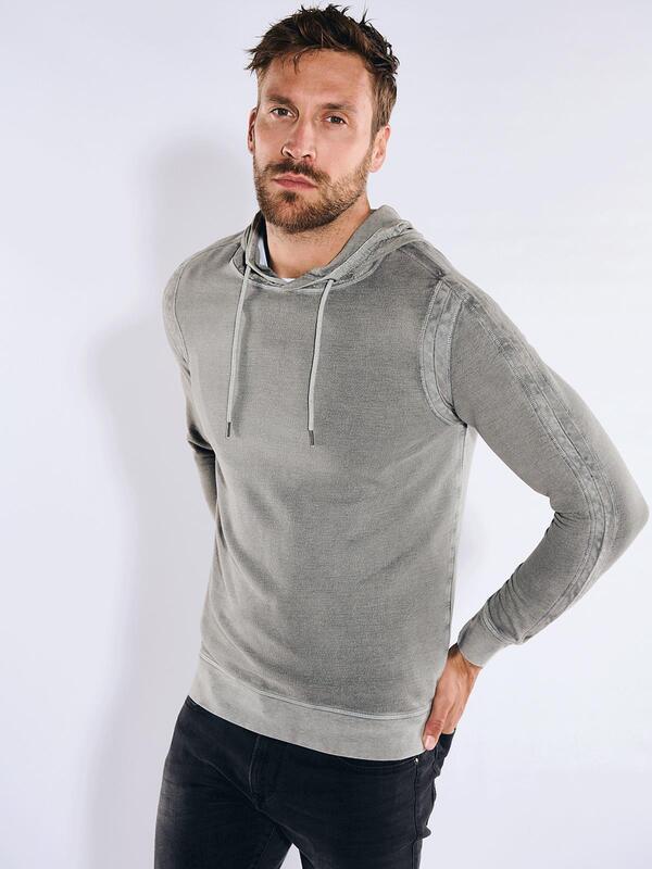 emilio adani Herren Pullover mit Kapuze Grau regular uni Kapuze von emilio adani