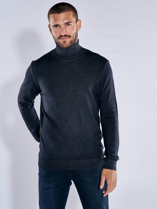 emilio adani Herren Pullover mit Rollkragen Blau regular uni Rollkragen von emilio adani