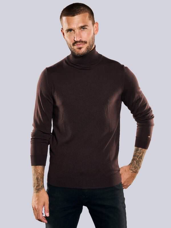 emilio adani Herren Pullover mit Rollkragen Rot regular uni Rollkragen von emilio adani