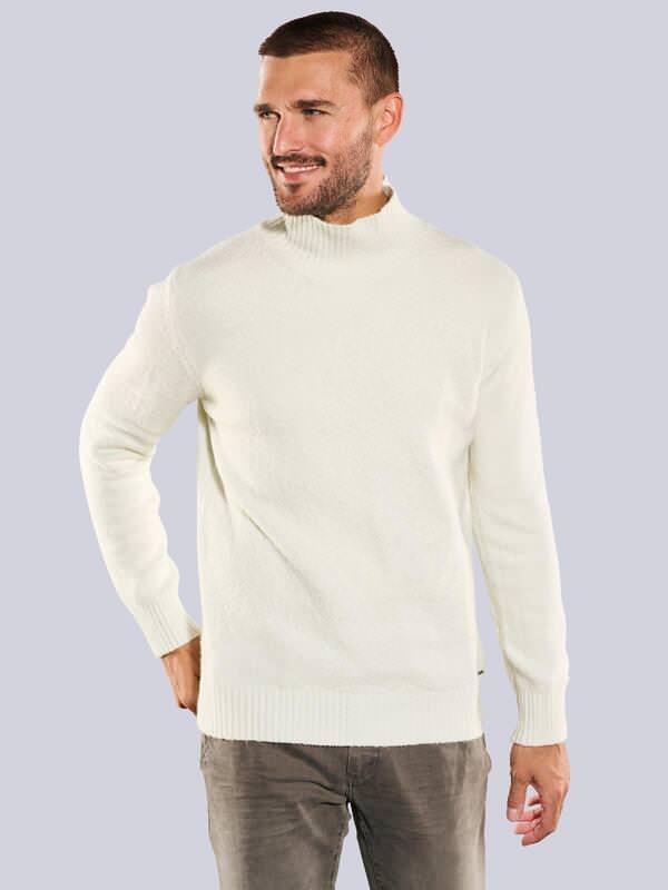 emilio adani Herren Pullover mit Rollkragen Weiß regular uni Stehkragen von emilio adani