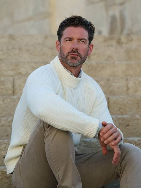 emilio adani Herren Pullover mit Stehkragen Weiß regular uni Stehkragen von emilio adani