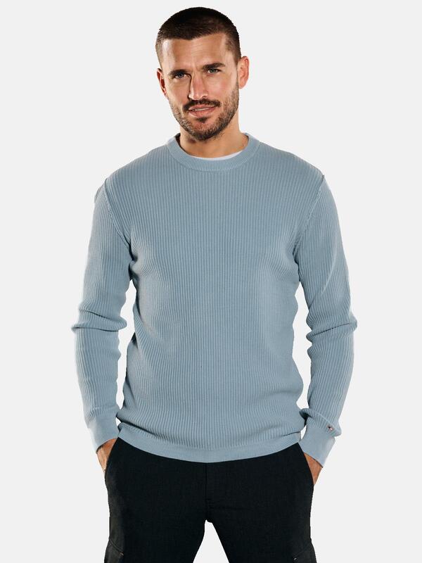 emilio adani Herren Pullover regular blau uni Rundhals von emilio adani