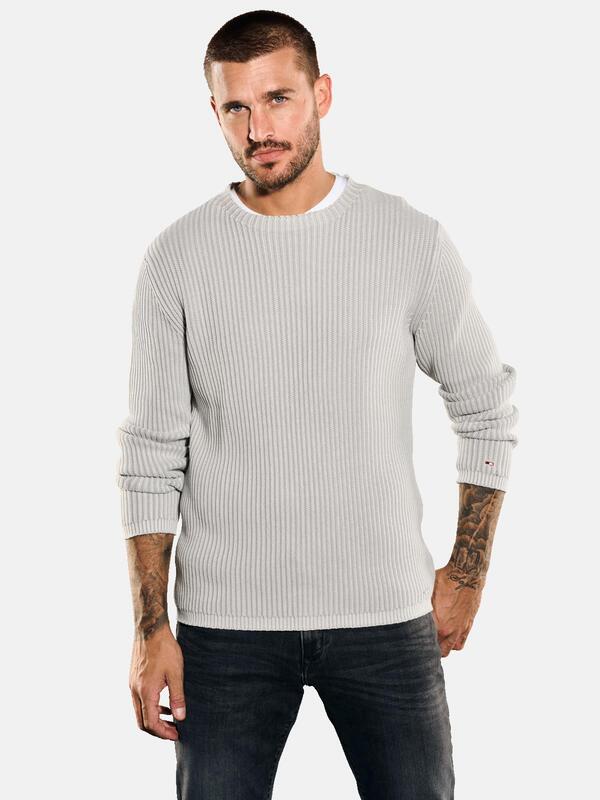 emilio adani Herren Pullover regular grau uni Rundhals von emilio adani