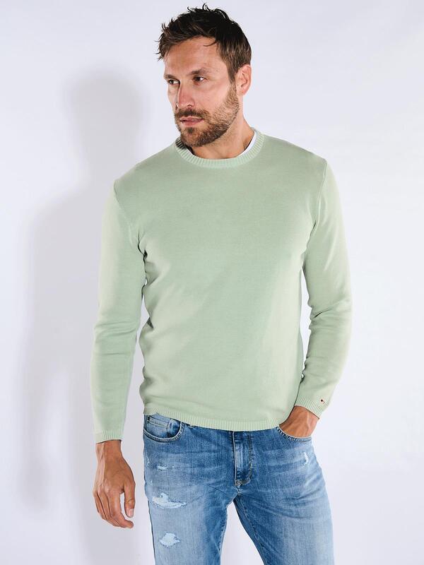 emilio adani Herren Pullover regular grün uni Rundhals von emilio adani