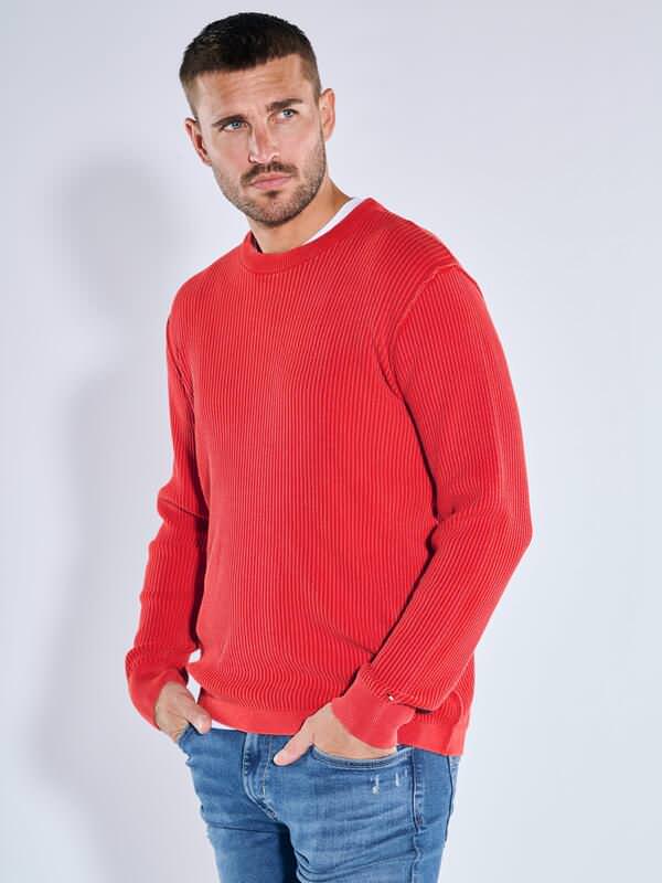 emilio adani Herren Pullover strukturiert Orange regular uni Rundhals von emilio adani