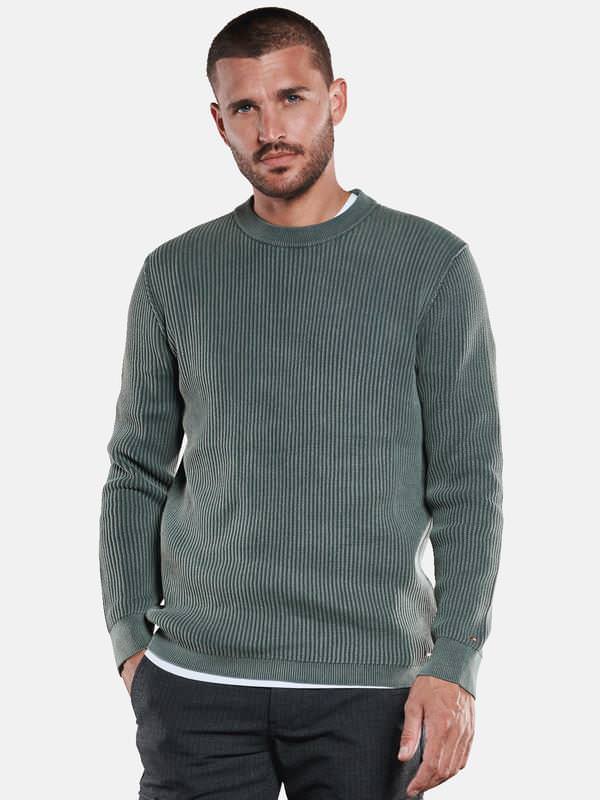 emilio adani Herren Pullover strukturiert Türkis regular uni Rundhals von emilio adani