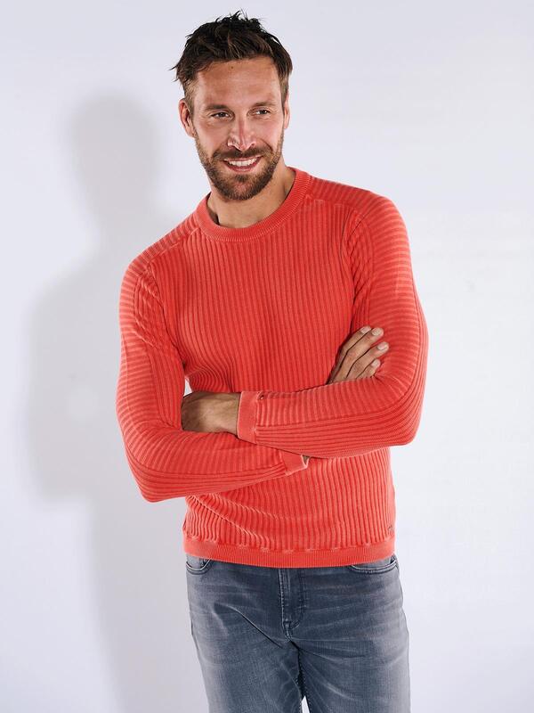 emilio adani Herren Pullover strukturiert rot regular uni Rundhals von emilio adani