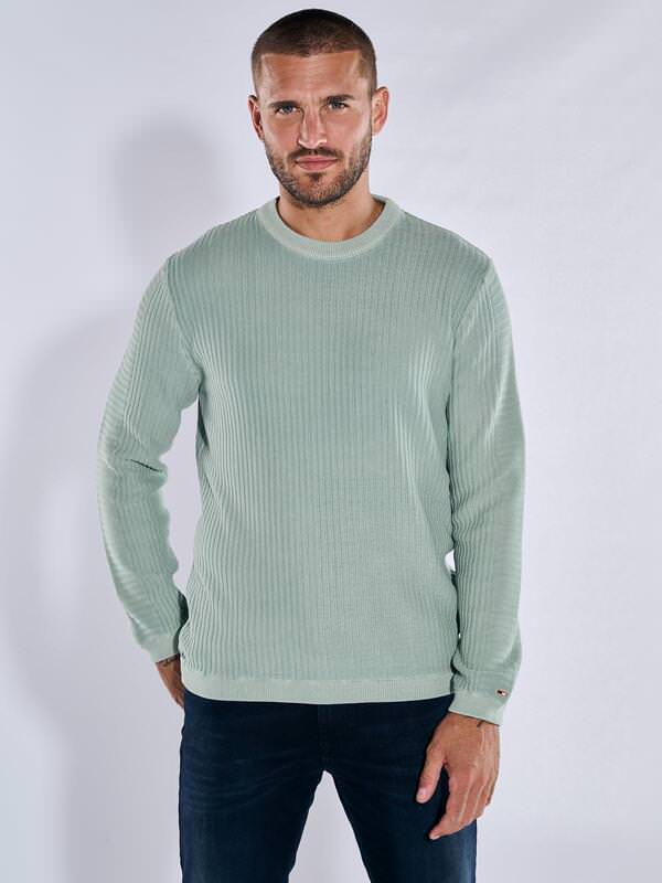 emilio adani Herren Pullover strukturiert türkis regular uni Rundhals von emilio adani