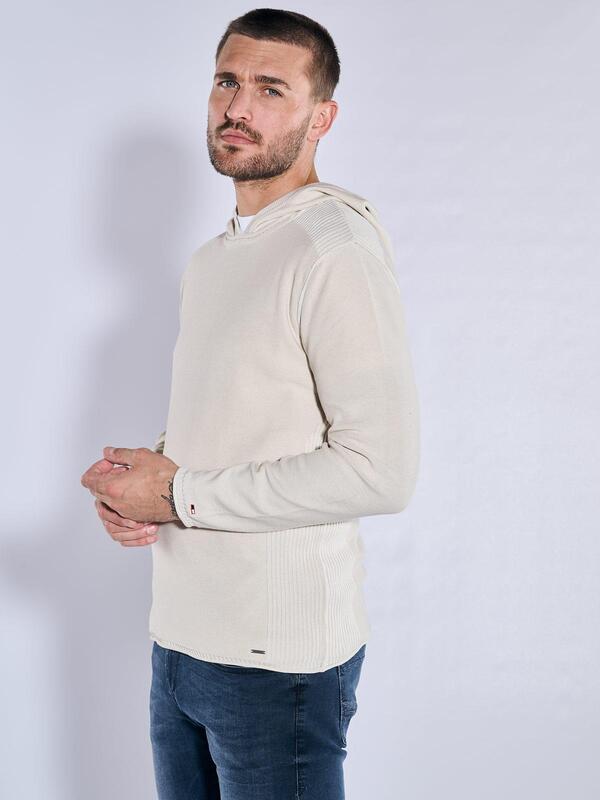 emilio adani Herren Pullover uni Weiß regular Kapuze von emilio adani