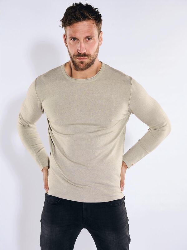 emilio adani Herren Pullover uni beige regular Rundhals von emilio adani