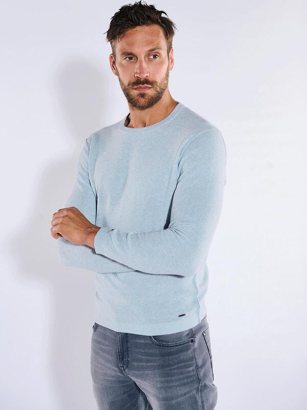 emilio adani Herren Pullover uni blau regular Rundhals von emilio adani