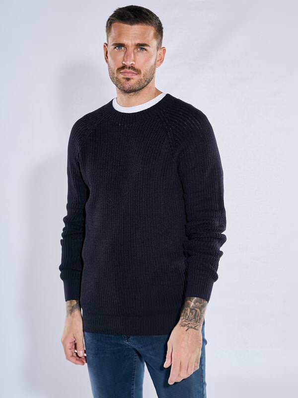 emilio adani Herren Pullover uni Blau regular Rundhals von emilio adani