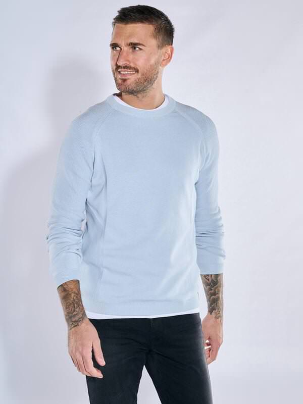 emilio adani Herren Pullover uni Blau regular Rundhals von emilio adani