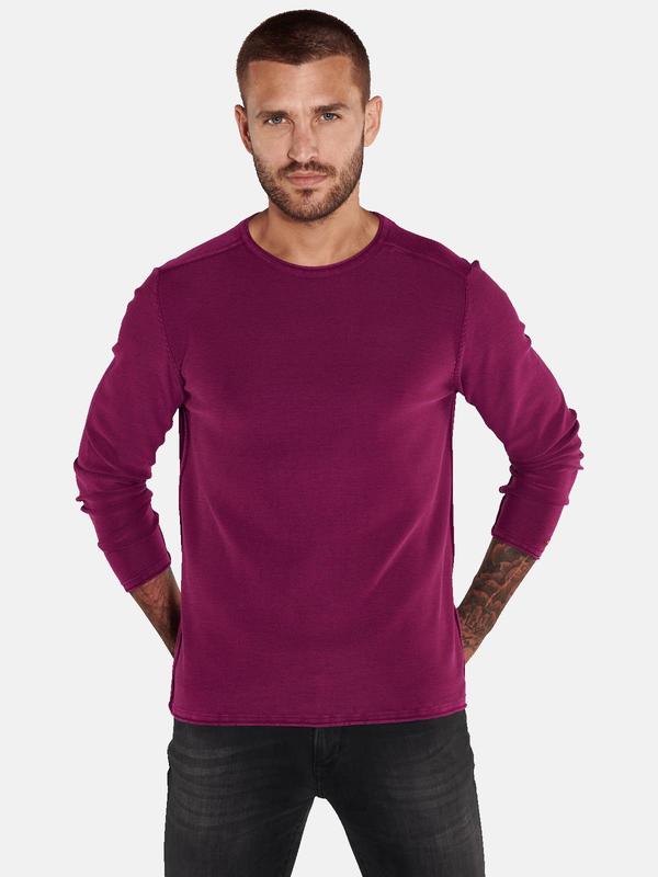 emilio adani Herren Pullover uni violett regular Rundhals von emilio adani