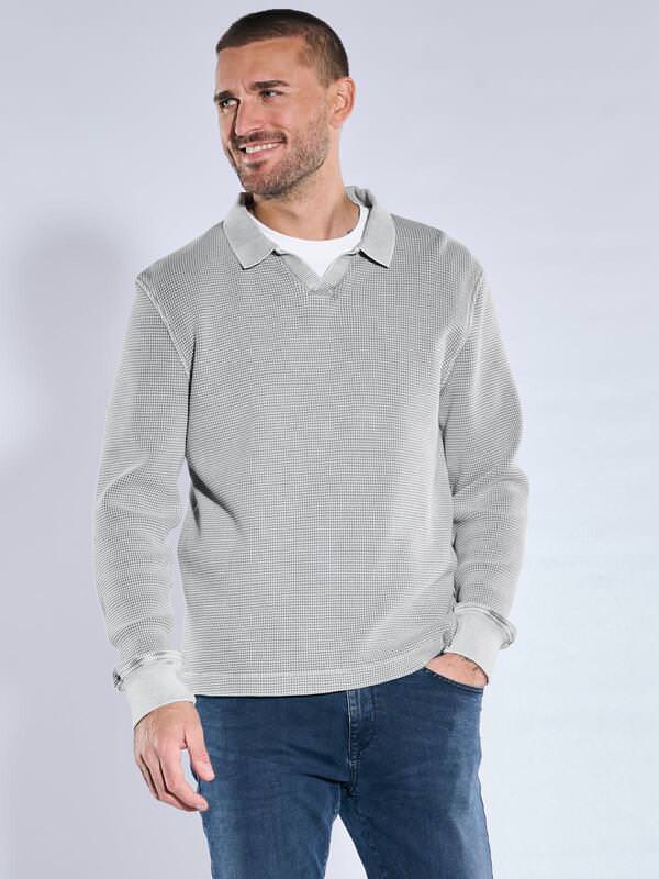 emilio adani Herren Rugby-Shirt Grau regular uni Kent-Kragen von emilio adani