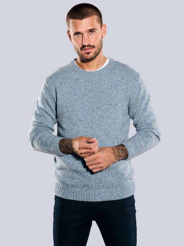 emilio adani Herren Rundhals Pullover Blau regular uni Rundhals von emilio adani