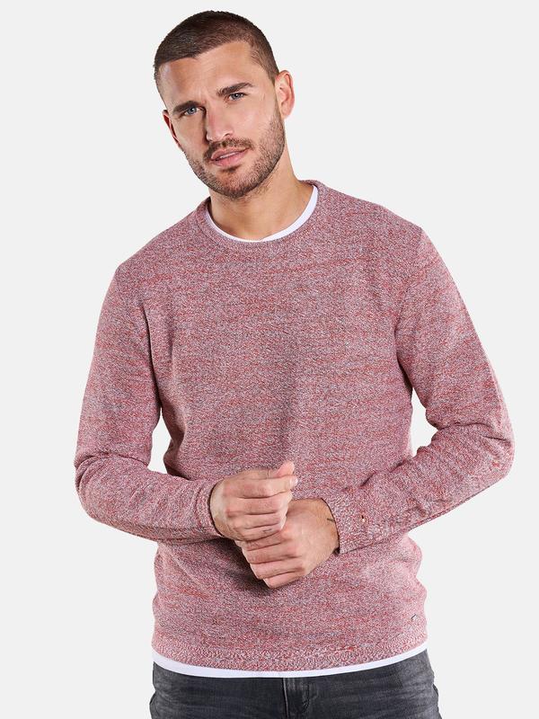 emilio adani Herren Rundhals Pullover rot regular gemustert Rundhals von emilio adani