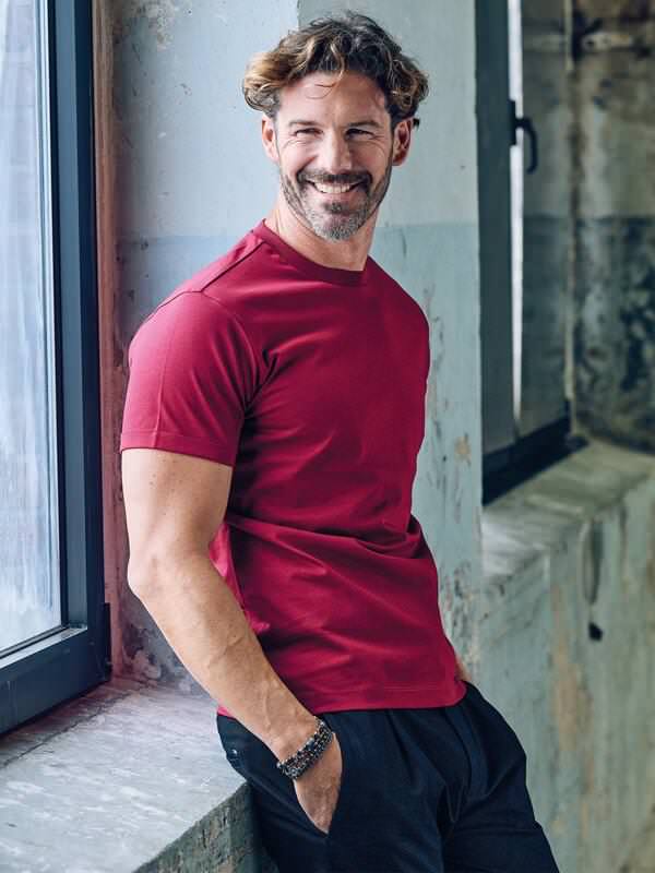 emilio adani Herren Rundhals T-Shirt Rot regular uni Rundhals von emilio adani