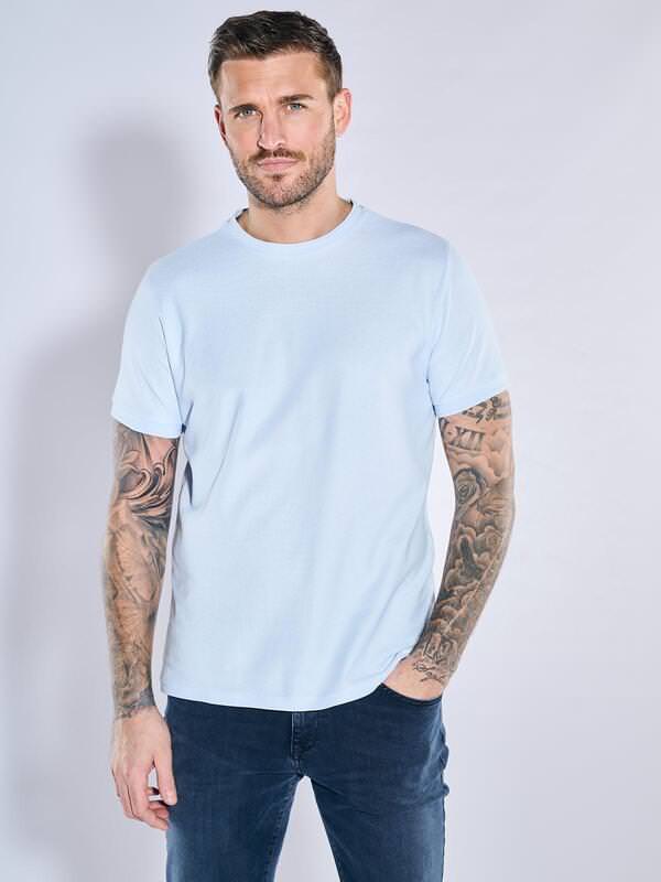 emilio adani Herren T-Shirt uni Blau regular Rundhals von emilio adani