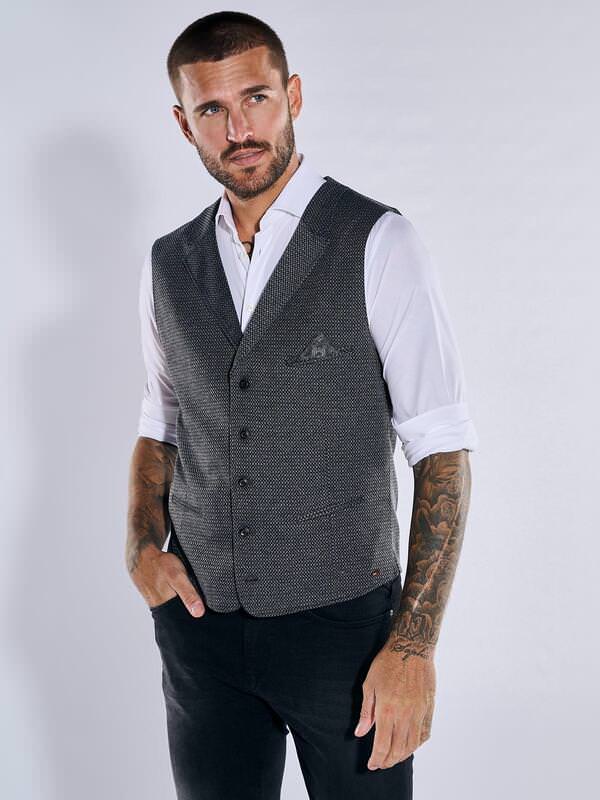 emilio adani Herren Sakko-Weste slim fit Grau gemustert von emilio adani