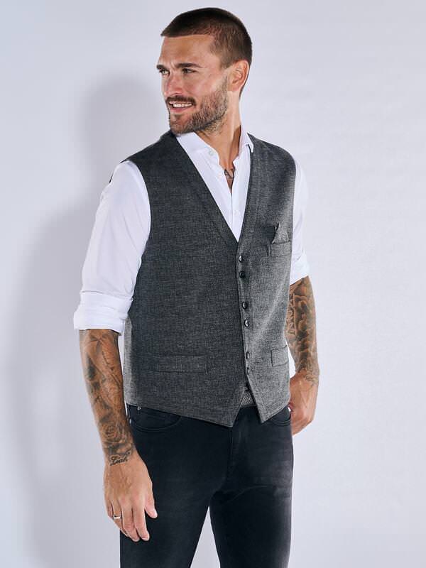 emilio adani Herren Sakko-Weste slim fit Grau gemustert von emilio adani