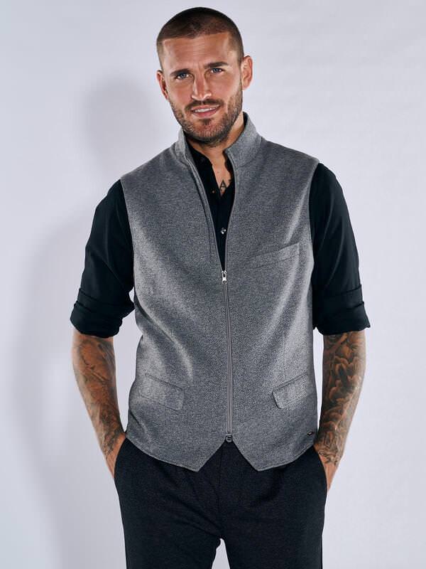 emilio adani Herren Sakko-Weste slim fit Grau uni von emilio adani