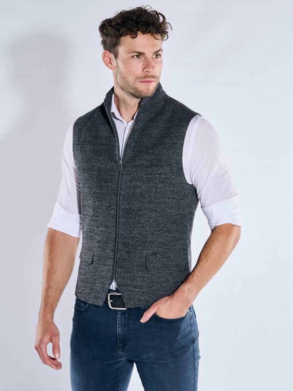 emilio adani Herren Sakko-Weste sportiv Blau slim fit gemustert von emilio adani