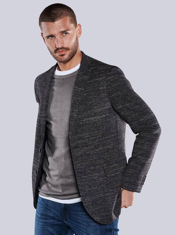 emilio adani Herren Sakko meliert Grau slim fit gemustert von emilio adani
