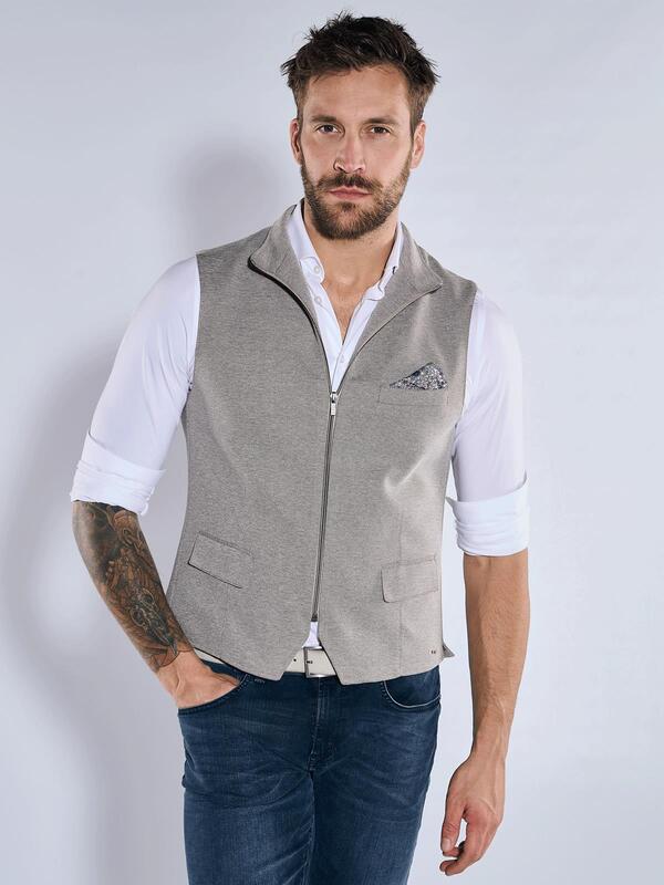 emilio adani Herren Sakko-Weste mit Zipper braun slim fit uni von emilio adani